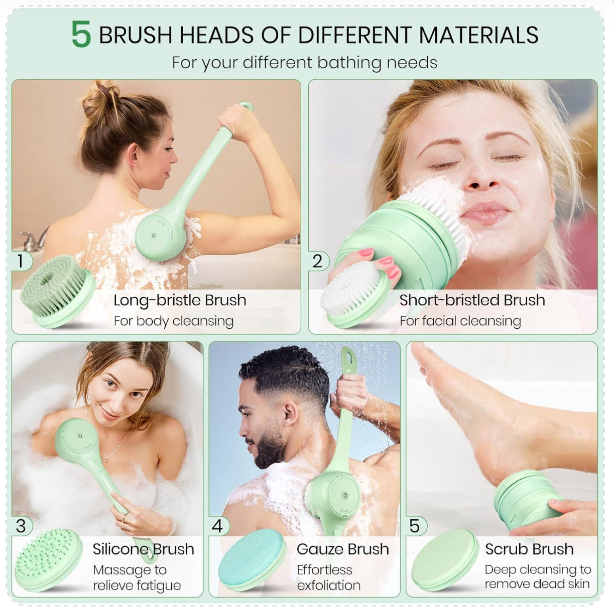 Electric Body Brush for Back and Shower Scrubber